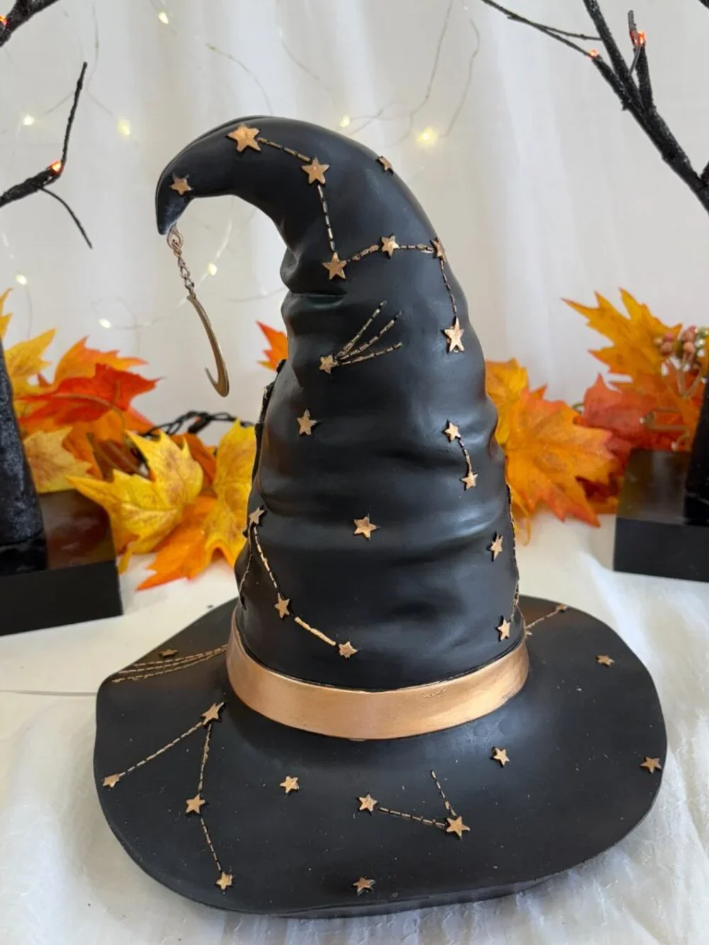 Halloween Witches Brew Led Light Up Resin Sculpted Witch Hat Table Top Decor New